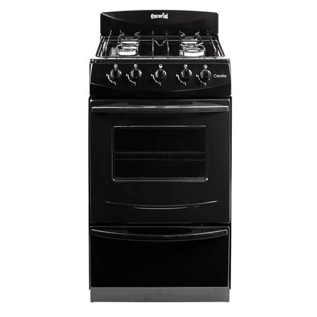 Cocina Candor Negra 50cm 4 Hornallas Gas Envasado Escorial