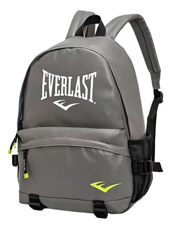 Mochila Everlast Urbana Cuero Microperforado Porta Notebook Gris