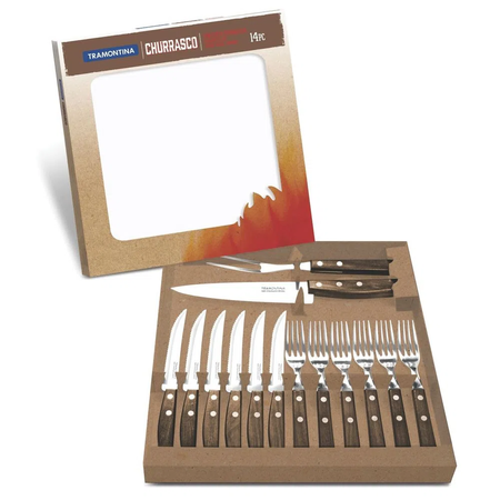 Set De Cubiertos Tramontina Tradicional 14 Pz Acero Inoxidable Asado 22299-011