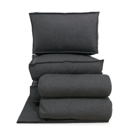 Kit Divan Completo Con Funda Y Almohadones Rustico  Gris oscuro