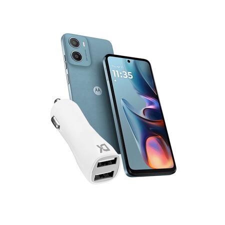 Combo de Celular Motorola Moto E15 Azul + Cargador Dekkin USB