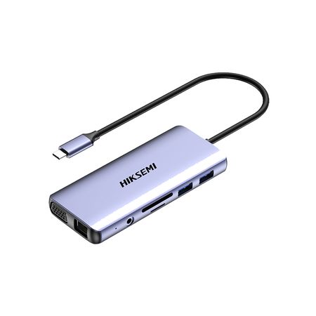 Hub Hiksemi DS11 USB-C a USBx4 HDMIx1 RJ45x1 VGAx1