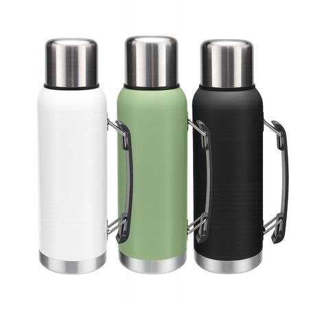 Termo Acero Inoxidable 1 Litro Mate Frio Calor Con Manija Verde