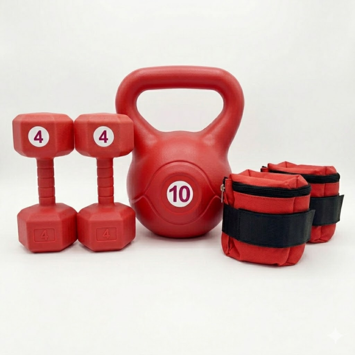 Combo Pesa Rusa 10 kg + Par de Mancuernas 4 kg + Par de Tobilleras 2 kg - Vista 4