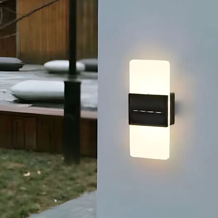 Pack x 2 Aplique Solar LED Acrilico – Luz Blanca y Calida   Moderno