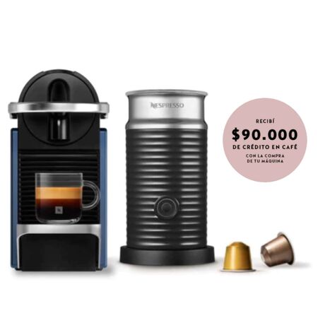 Cafetera Nespresso Pixie Azul Curva + Aeroccino A3KD62-AR-BL-NE