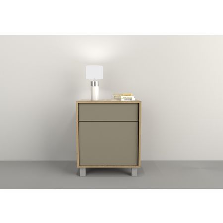 Mesa De Luz 1 Puerta 1 Cajón Tables Cod: 6426 Olmo Finlandes-Gris