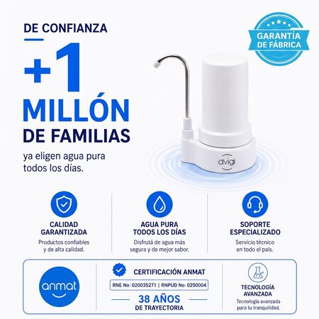 Combo Purificador Dvigi Compact + 1 Repuesto Elimina Cloro
