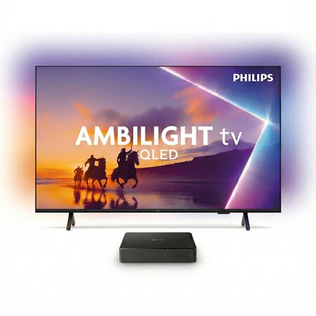 Smart TV Philips 65” 4K QLED Ambilight + WiZ Sync Box Regalo