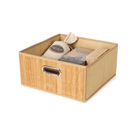 Canasto Cesto Caja Plegable Organizador Bambu Tela Compactor 