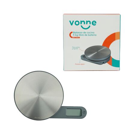 Balanza de Cocina Vonne 5 kg Libre de bateria Acero