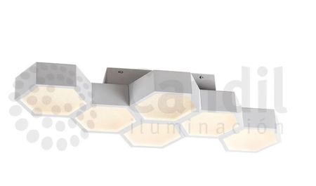 Plafon 6 Luces Led Panal 36W 64CM 220V Blanco