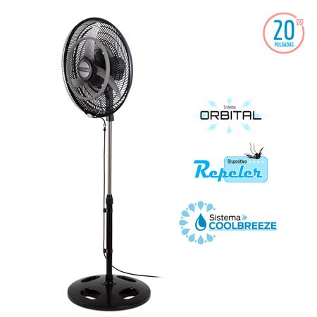 Ventilador De Pie Orbital Liliana 20" Parrilla Negra Vpm2016cb Coolbreeze