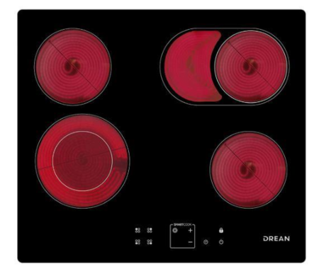 Anafe  4h 60cm Vitroceramico Aedr60cnv Negro Drean