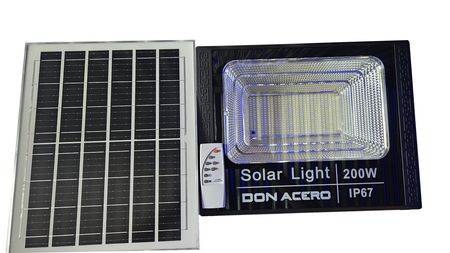 Reflector Led 200w con Panel Solar Exterior + Control Remoto DON ACERO