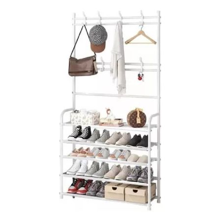Perchero Multifuncion Para Zapatos Sombreros 168cm Blanco Cs Color Blanco