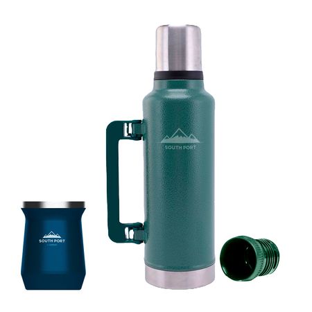Kit de Termo Verde de 1.3L South Port con Mate Azul de Acero Inoxidable