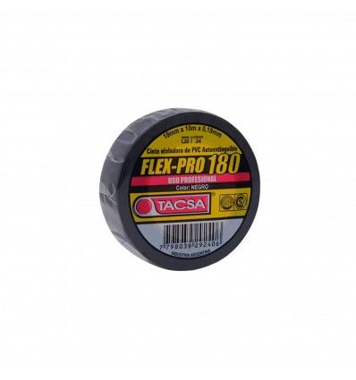Cinta aisladora profesional negra de PVC 19mm x 10m Tacsa