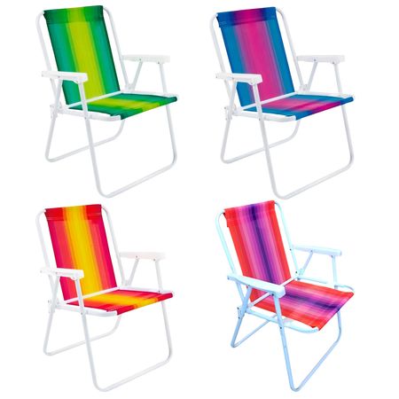 Combo X4 Sillas Alta Acero Mor Colores a Rayas Surtidos
