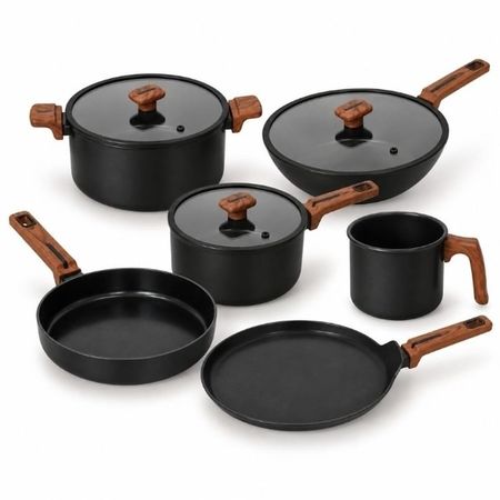Batería de Cocina Carol Antiadherente 9 Piezas Premium Negro