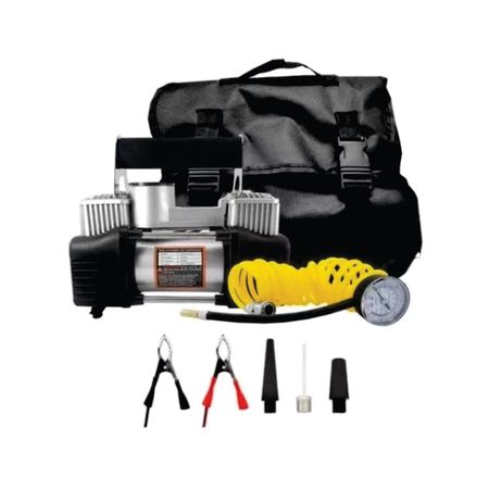 Compresor doble pistón con manómetro y bolso