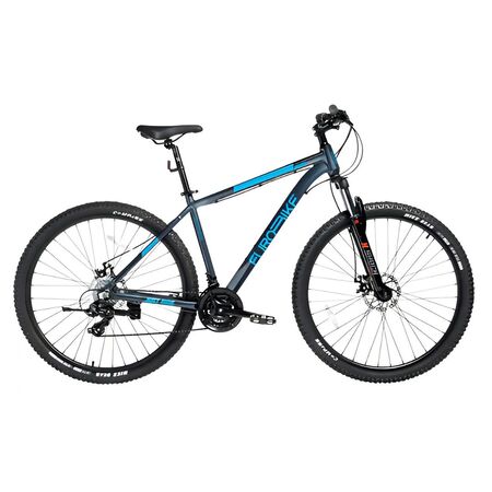 Bicicleta Eurobike rodado 29 MTB Ibiza 3.0 plus full Shimano ALUMINIO talle M y L gris y celeste