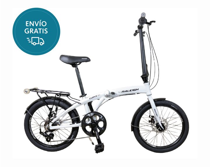 Bicicleta Plegable Raleigh Curve / Blanco / Cuadro de aluminio / Frenos a disco mecanico / 6Vel. / Rodado 20". - Vista 1