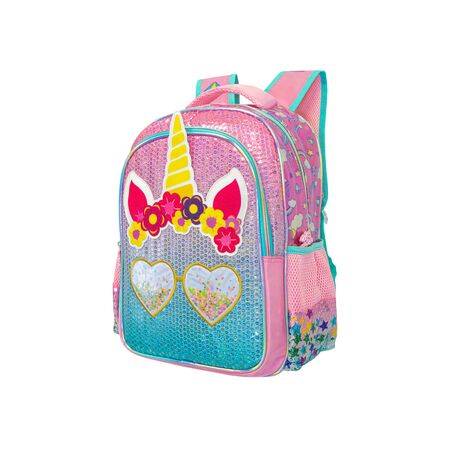 Mochila Escolar Reforzada Nena Kawaii Unicornio QD20 Rosa
