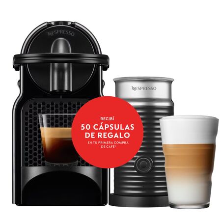 Cafetera Nespresso Inissia Negra + Aeroccino A3D40-AR-BK-NE