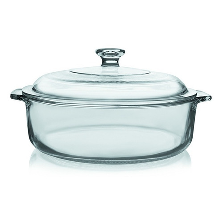 Cacerola Fuente Asadera Vidrio Templato Con Tapa 3Lts Grande - Pyr O Rey