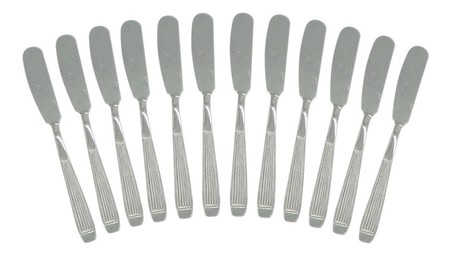 Espatula Untar Guadix Bariloche Rayado Acero Inox Pack X 12 Plateado