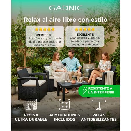Juego De Living Jardin Exterior Gadnic Komfort 2 Cuerpos
