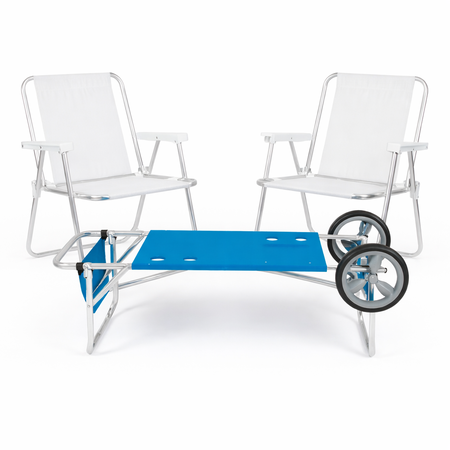 Combo 2 Sillas Alta Alum Mor Sannet + Carrito Mesa Plegable