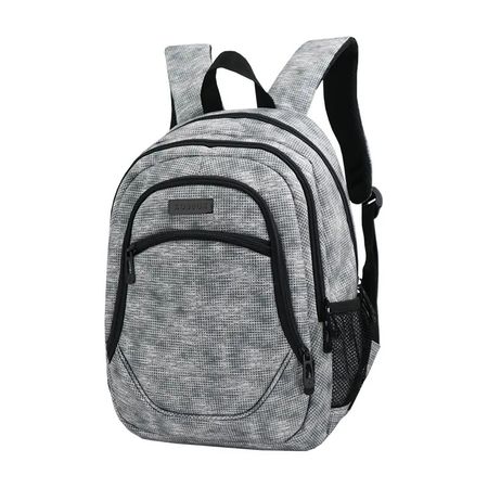 Mochila Kossok Lepi - Escolar - Mediana - Reforzada Gris jaspeado Rayas