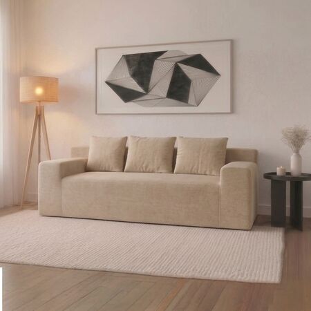 Sillón Sofá Rieti By Gadnic 3 Cuerpos 220 cm Espuma Comprimido 1 Pieza Beige