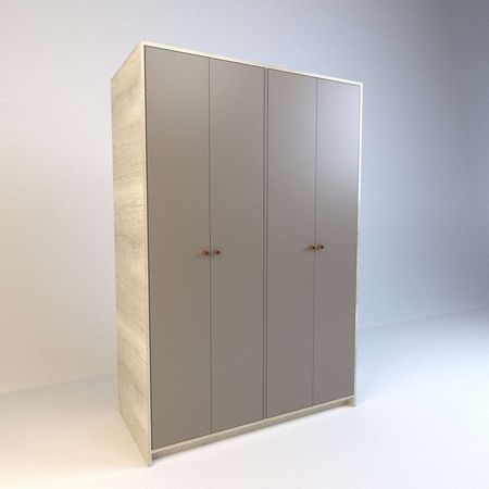 Placard De Abrir 1,2m 4 Puertas 2 Cajones Nevado Gris