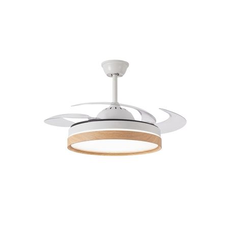 Ventilador de Techo Retractil RANSER PELL 35W Luz LED CF-302 Nordico Madera Blanco