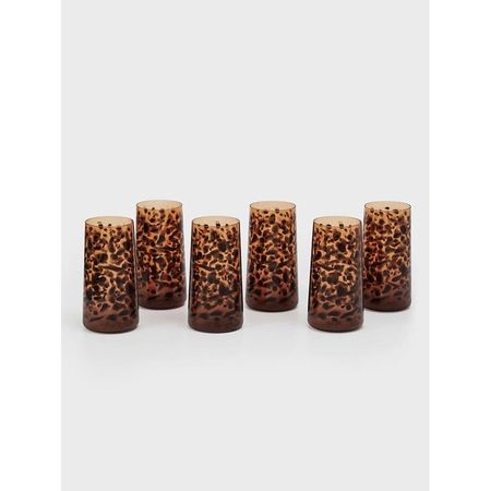 Set 6 vasos Blackly Leopard Ámbar 520 ml
