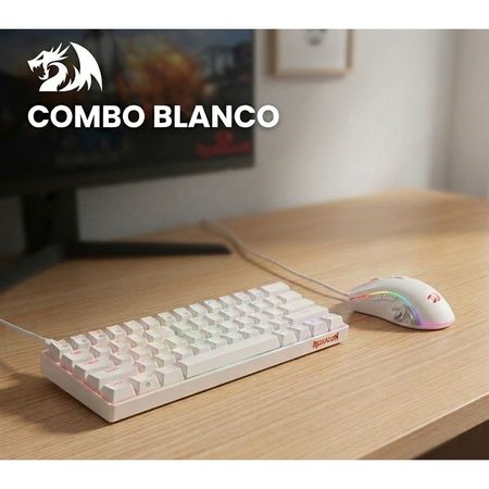 COMBO BLANCO REDRAGON TECLADO GAMER K630 DRAGONBORN MECANICO + MOUSE M711W COBRA