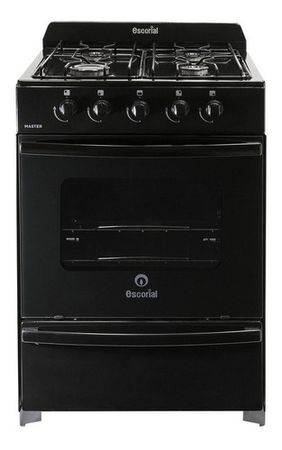 Cocina Escorial Master Gas Natural 4 Hornallas  Negra Puerta Con Visor