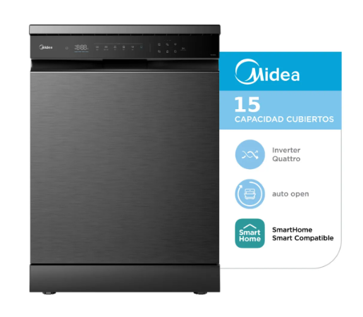 Lavavajillas Midea 15 Cubiertos Inverter Quattro Smart Black Inox - Vista 1