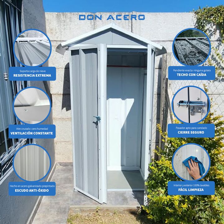 Armario Deposito Galpon de jardin 1x057x2 Gris + piso + estante DON ACERO - Vista 5