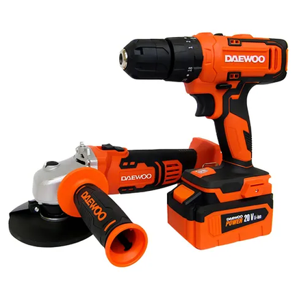 Kit Amoladora Inalambrica 115mm + Taladro Bateria 20v Daewoo