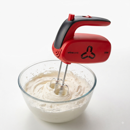 Batidora De Mano Marca Ultracomb Modelo Bm-2608 Roja Gancho Amasador