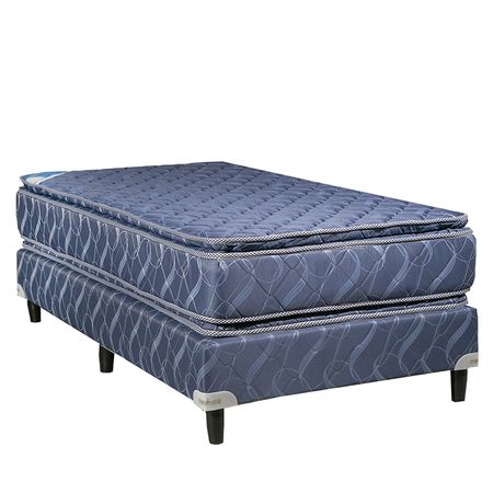Sommier y Colchon Espejo de Luna 1 Plaza y Media 100x190x30 de Resortes Bonnell + Doble Pillow