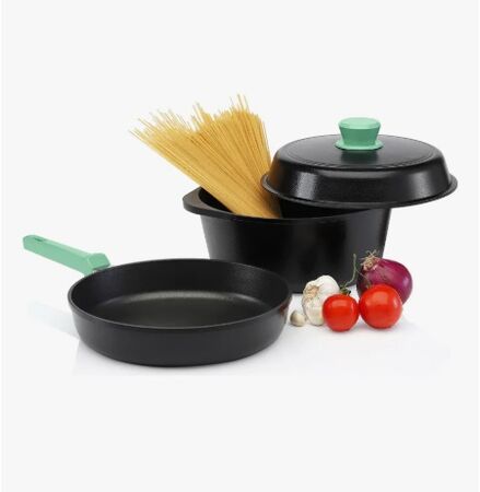 Bateria Cocina Antiadherente 3 Piezas Tio Tito 24cm Aluminio Turquesa