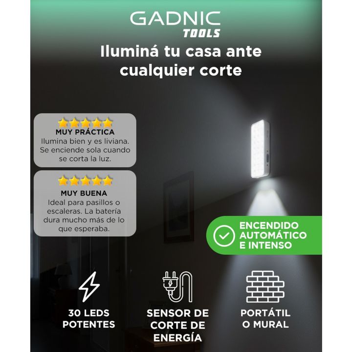 Luz de Emergencia Gadnic Tools 30L 6500k - Vista 2