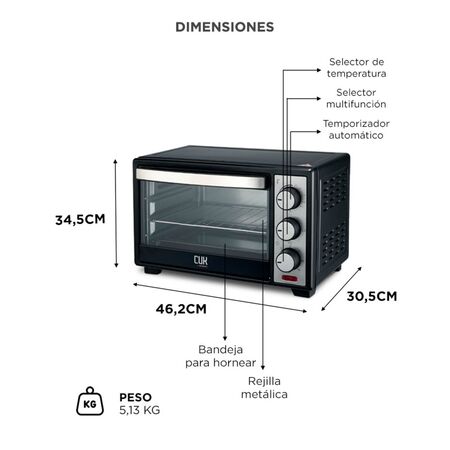 Horno Eléctrico Cuk by Gadnic 25L 1600W Multifunción