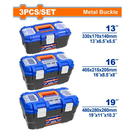 Juego de 3 cajas de herramientas de platico WADFOW WDFWTB 