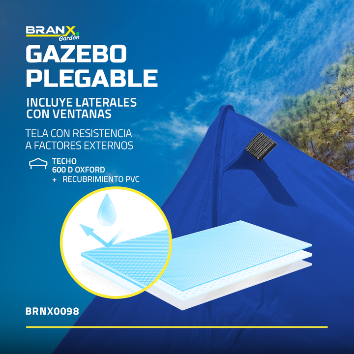 Gazebo 3x3 Metros Paredes Puerta Branx Autoarmable Plegable - Vista 7
